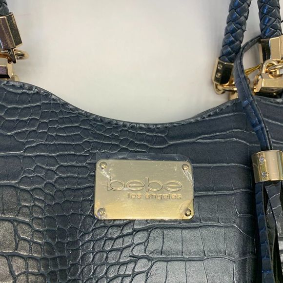 bebe Natalie Croco Shopper Satchel Handbag Grey - Picture 9 of 12